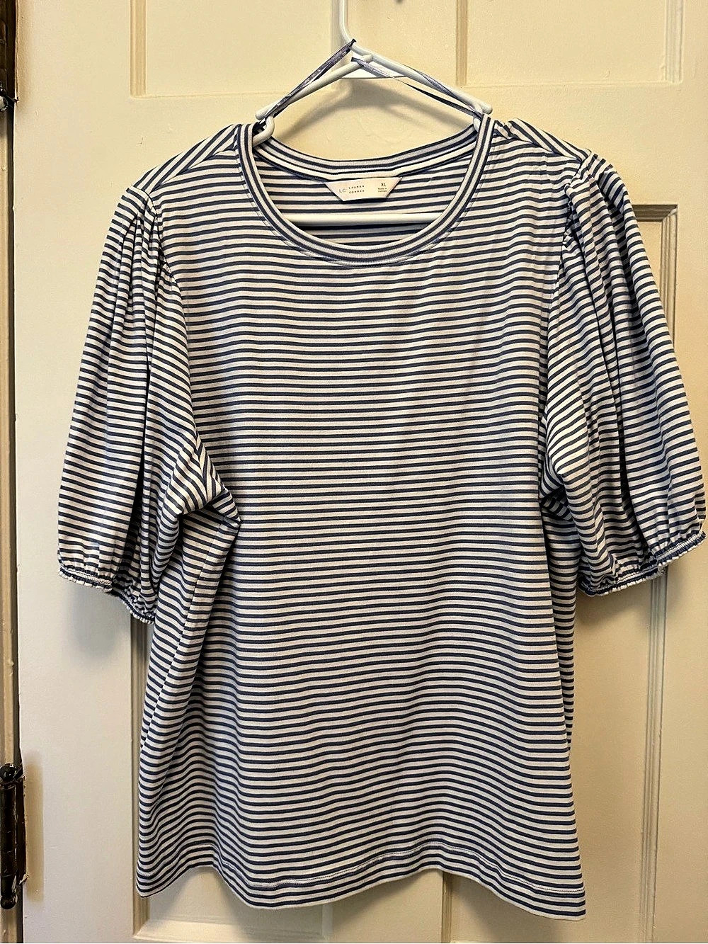 Women’s Lauren Ralph Lauren Striped Short Sleeve Top in Blue & White Size XL Lik
